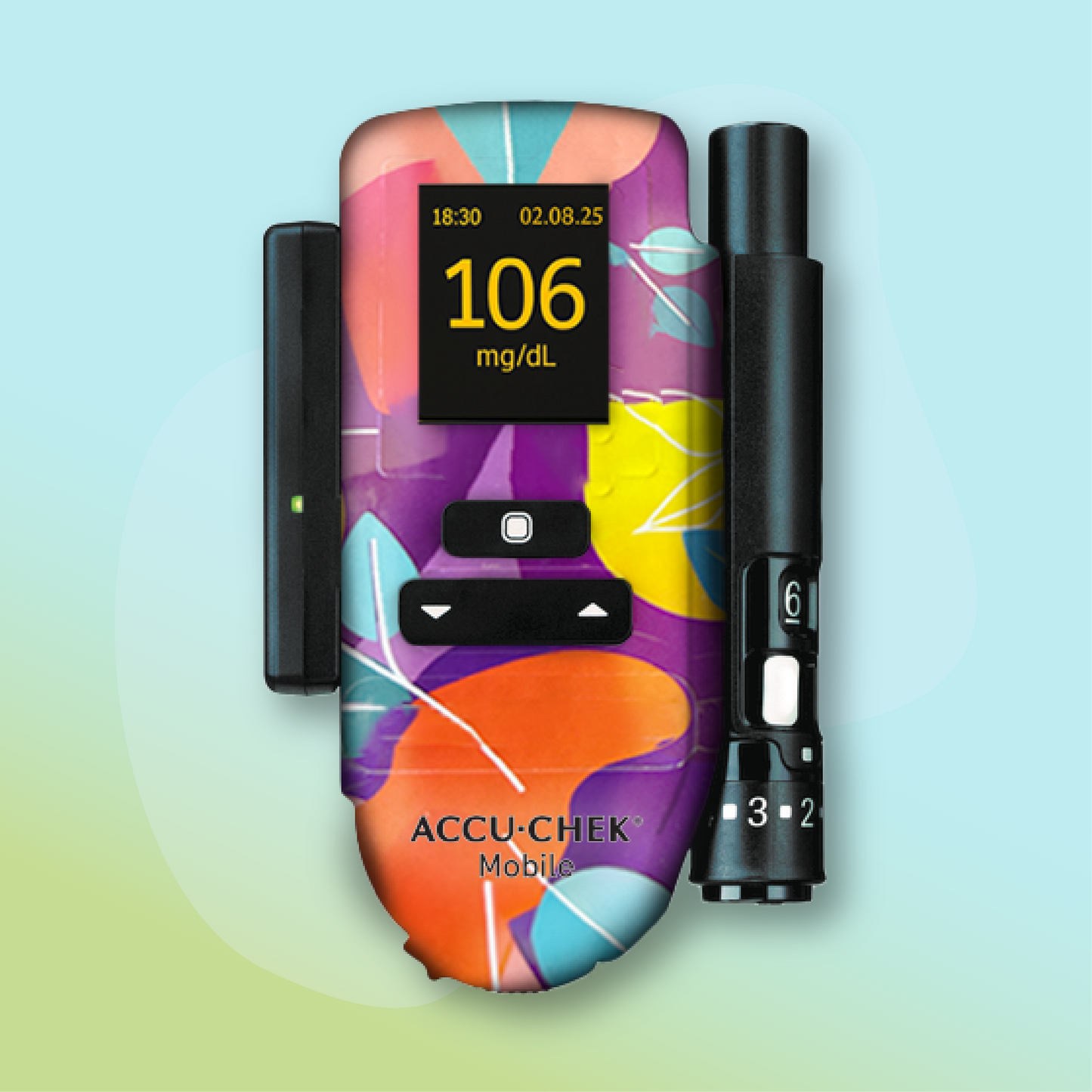 2 stickers "Fleurs" pour lecteur de glycémie I Accu-Chek(R) Mobile