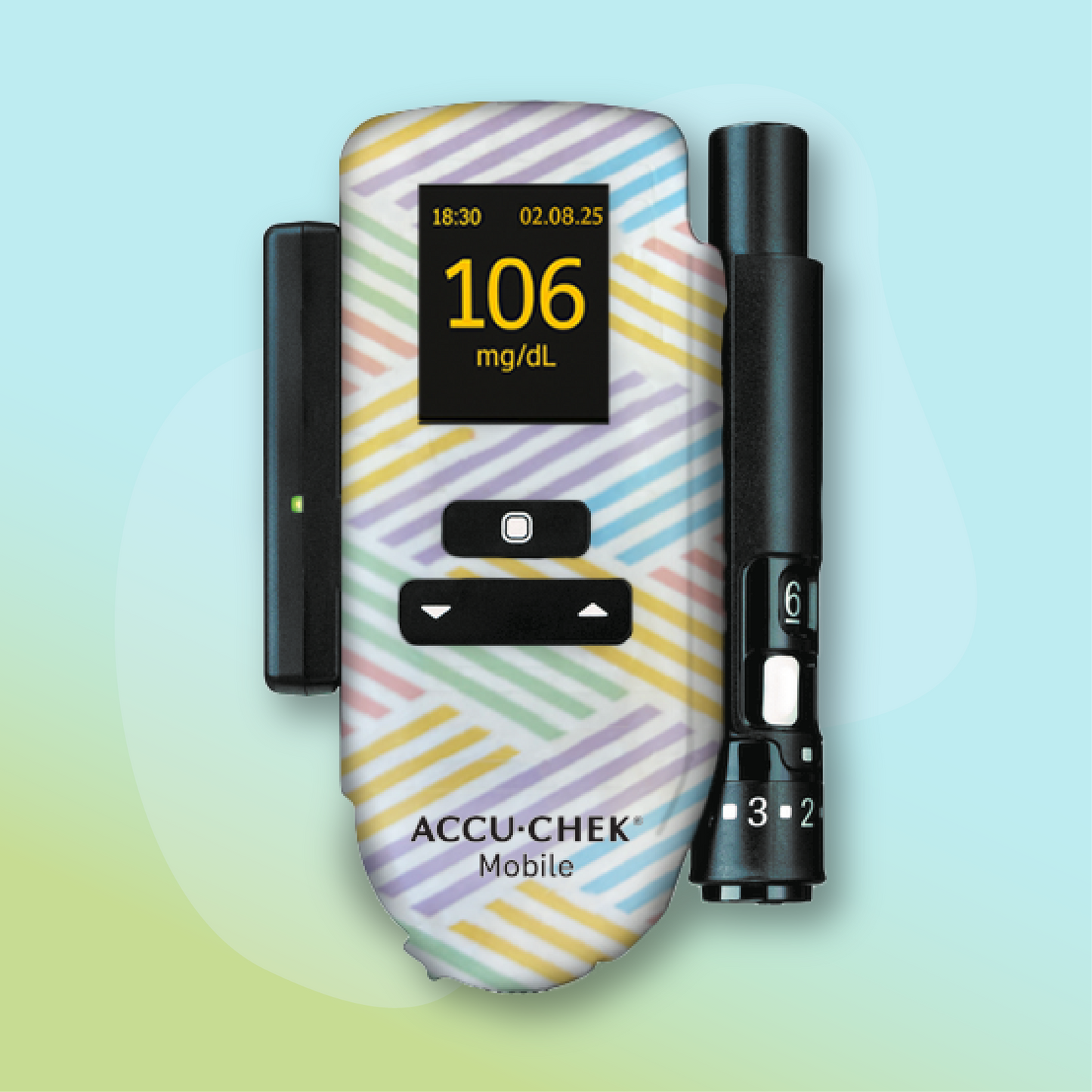 2 stickers "Fleurs" pour lecteur de glycémie I Accu-Chek(R) Mobile