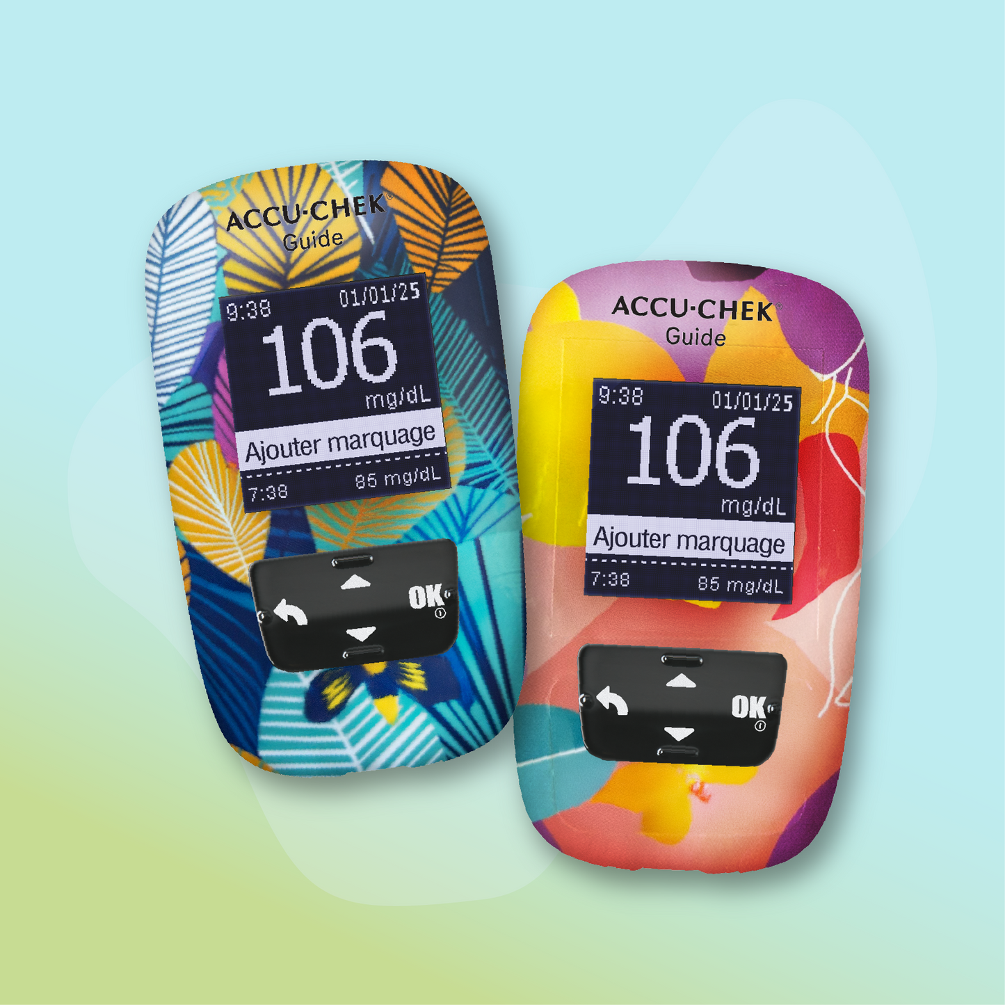 2 stickers "Flash" pour lecteur de glycémie I Accu-Chek(R) Guide